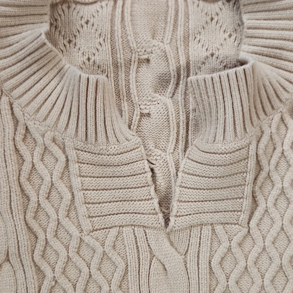 Women's Winter Chunky V Neck Long Sleeve Loose Cable Knit Sweater Pullover - Med